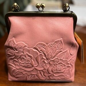 Patricia Nash Mauve Novella Frame Leather Handbag